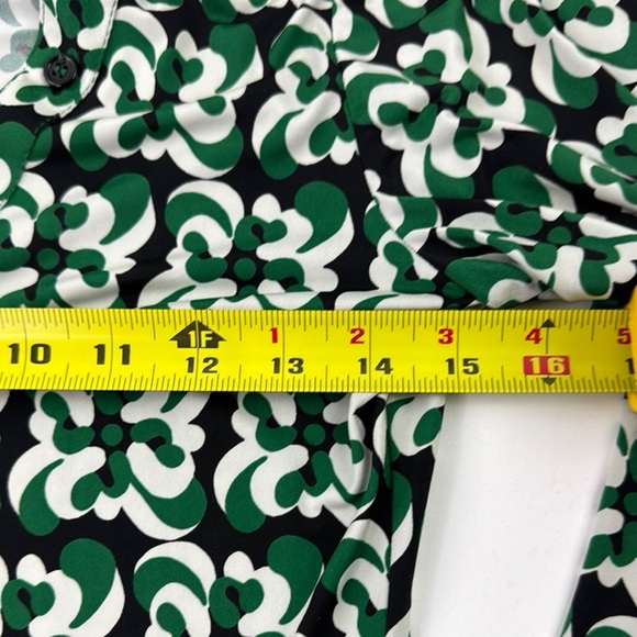 Zara Abstract Retro Green Fitted Button Down Shirt - Picture 5 of 10